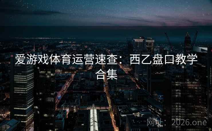 爱游戏体育运营速查：西乙盘口教学合集
